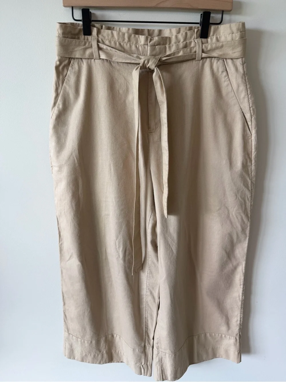 Banana Republic Blake Crop Pants Tan Color Linen Cotton